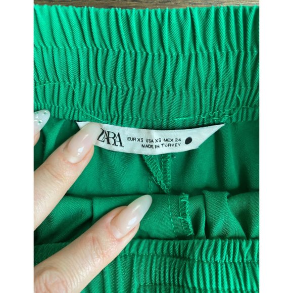 Zara Apple Green Wide Leg Blend Slouchy Pants Size XS - Picture 9 of 16